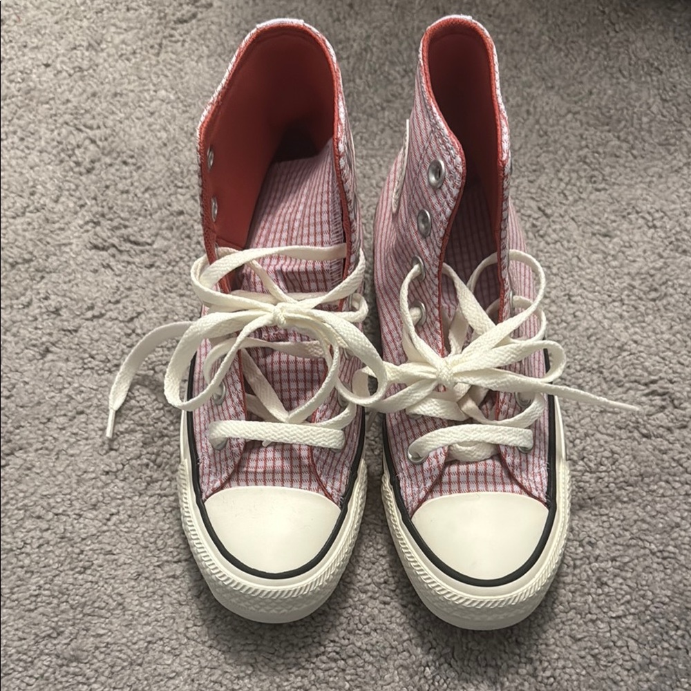 Converse Pink plaid High-Top Sneakers new without box women’s 5
